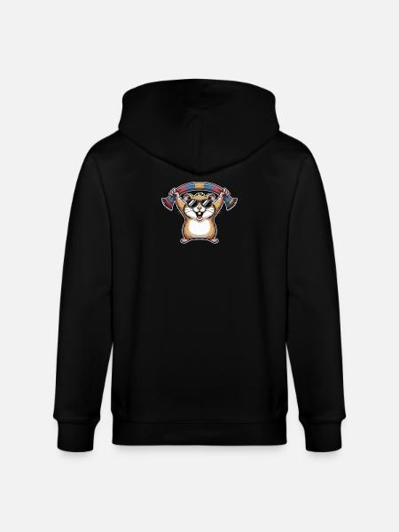 Hamster mit Sonnenbrille Schal - Stanley/Stella Unisex Bio-Kapuzenjacke CULTIVATOR  - Schwarz