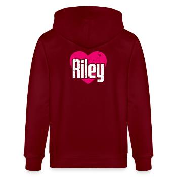 I Love Riley Pinkes Herz Ich liebe Riley - Stanley/Stella Unisex Bio-Kapuzenjacke CULTIVATOR  - Burgunderrot - Hinten - Anna (173cm)
