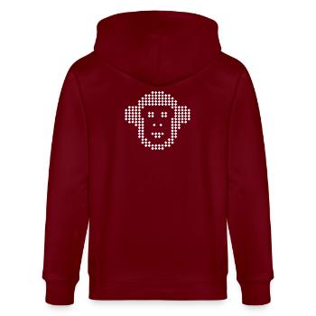Pixel Monkey Emblème du Losange - Veste à capuche bio CULTIVATOR Stanley/Stella Unisexe - bordeaux - Dos - Anna (173cm)