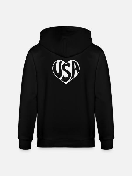 Heart USA Typo - Stanley/Stella CULTIVATOR  Unisex Organic Hooded Jacket - black