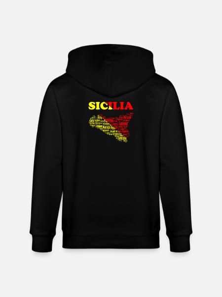 Sicily souvenir t-shirt with map and colors - Stanley/Stella CULTIVATOR  Unisex Organic Hooded Jacket - black
