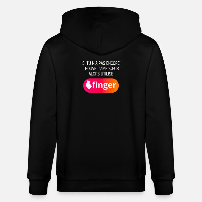 Application finger - Veste à capuche bio CULTIVATOR Stanley/Stella Unisexe - noir