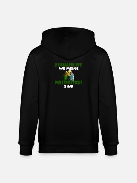 Home is where my budgies are - Stanley/Stella CULTIVATOR Unisex Organic Hooded Jacket - black