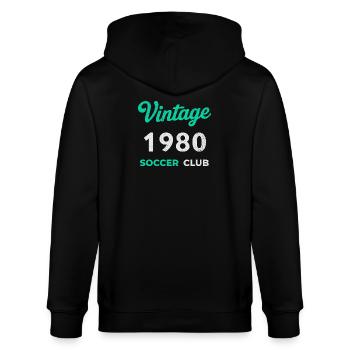 Vintage 1980 – Soccer Club Retro Geburtsjahr - Stanley/Stella Unisex Bio-Kapuzenjacke CULTIVATOR  - Schwarz - Hinten - Anna (173cm)