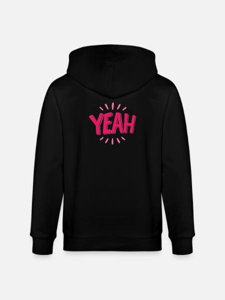 yes pink lettering with rays - Stanley/Stella CULTIVATOR Unisex Organic Hooded Jacket - black