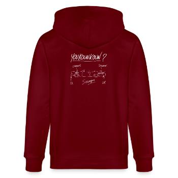 Le Plan de la voiture - Youkounkoun - film culte - Veste à capuche bio CULTIVATOR Stanley/Stella Unisexe - bordeaux - Dos - Anna (173cm)