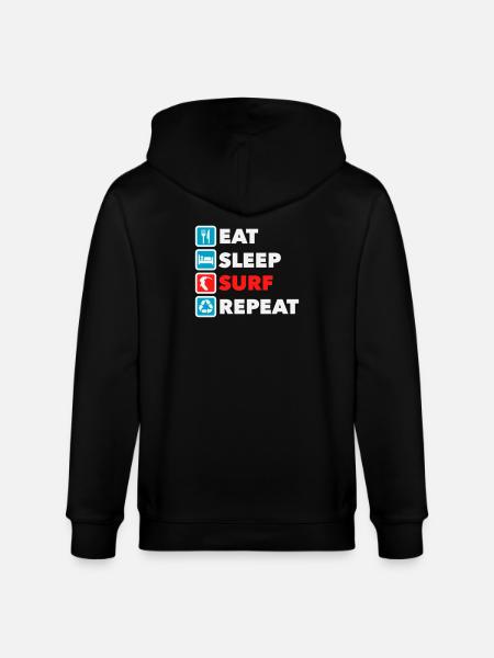 Eat Sleep Surf Repeat - Stanley/Stella CULTIVATOR Unisex Organic Hooded Jacket - black