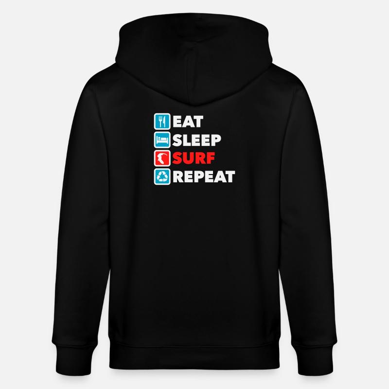 Eat Sleep Surf Repeat - Stanley/Stella CULTIVATOR Unisex Organic Hooded Jacket - black