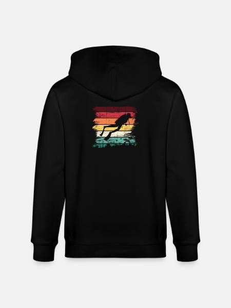 Diver Silhouette on Retro Rainbow Stripes - Stanley/Stella CULTIVATOR Unisex Organic Hooded Jacket - black