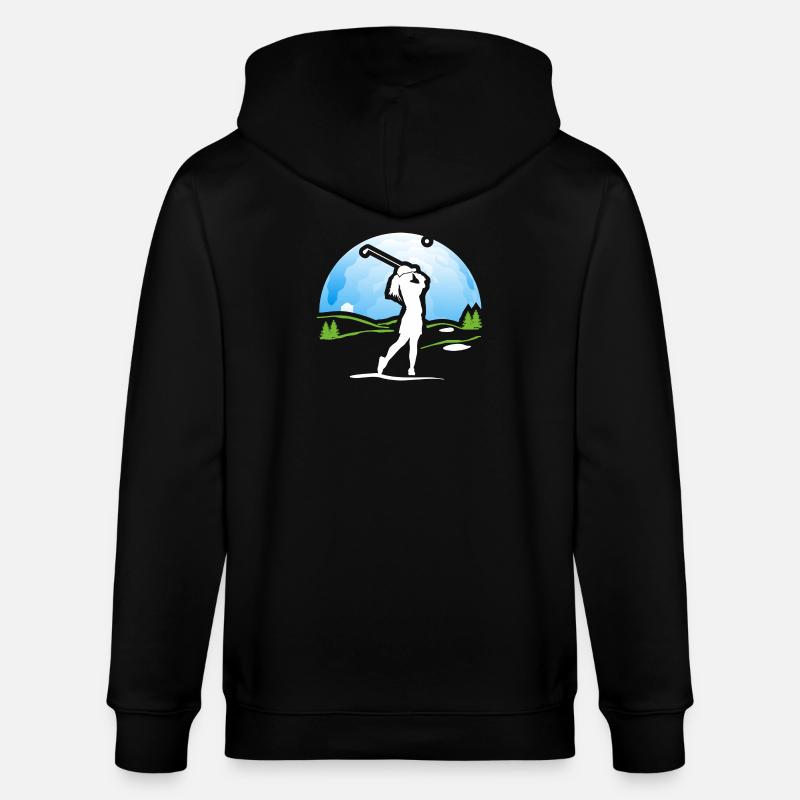 Golferin Golf Golf Shirt Geschenk - Stanley/Stella Unisex Bio-Kapuzenjacke CULTIVATOR  - Schwarz