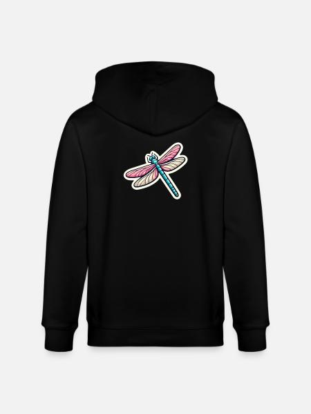 Dragonfly in pastel - Stanley/Stella CULTIVATOR  Unisex Organic Hooded Jacket - black