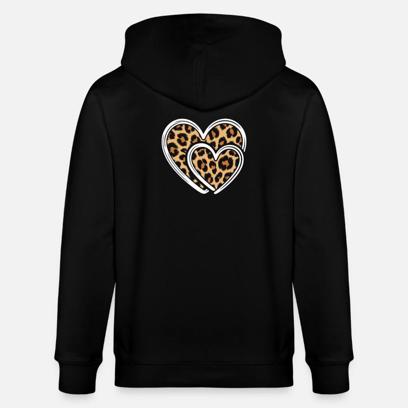 Herz mit Leopardmuster - Stanley/Stella Unisex Bio-Kapuzenjacke CULTIVATOR  - Schwarz