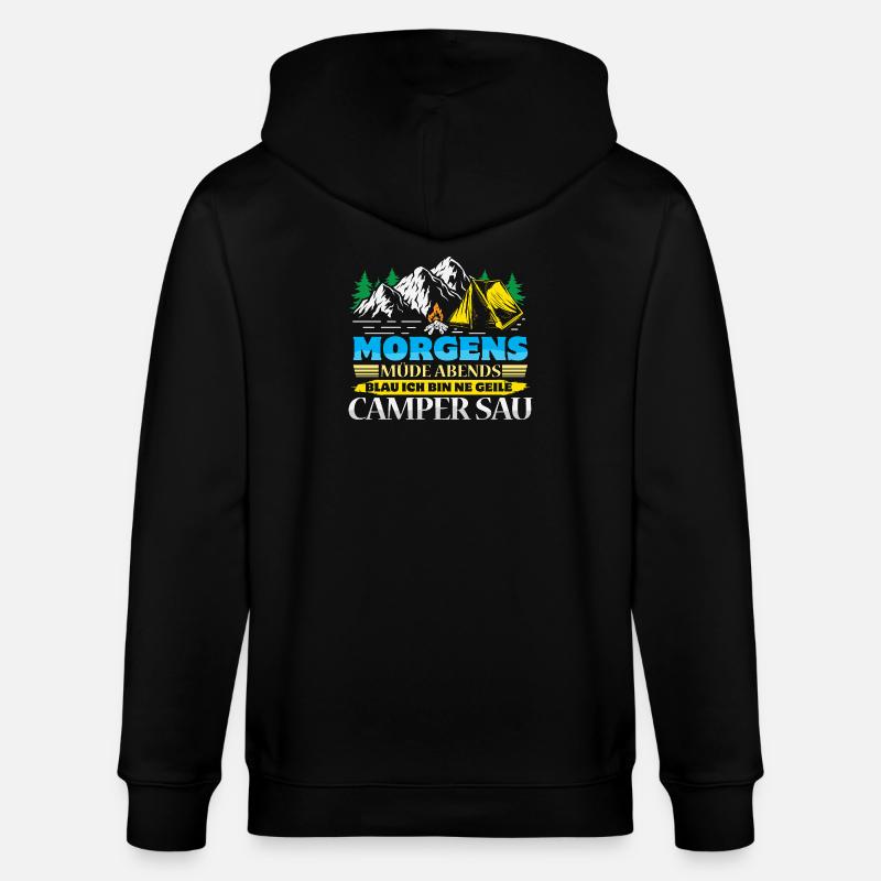 Camper Camping Wohnwagen Spruch - Stanley/Stella Unisex Bio-Kapuzenjacke CULTIVATOR  - Schwarz