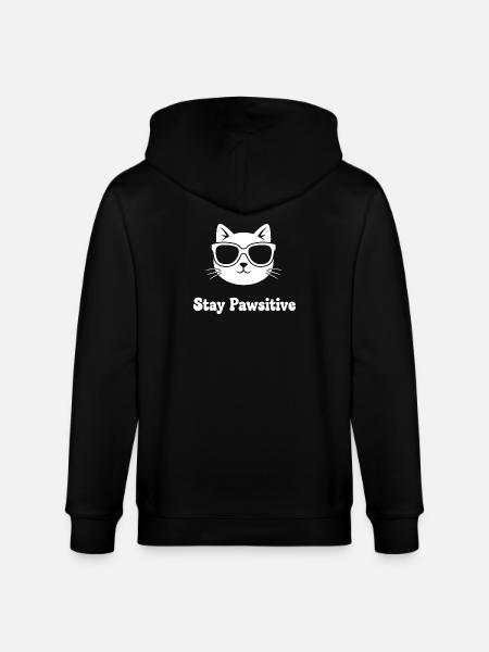 Stay Pawsitive Cat Sunglasses - Stanley/Stella CULTIVATOR  Unisex Organic Hooded Jacket - black