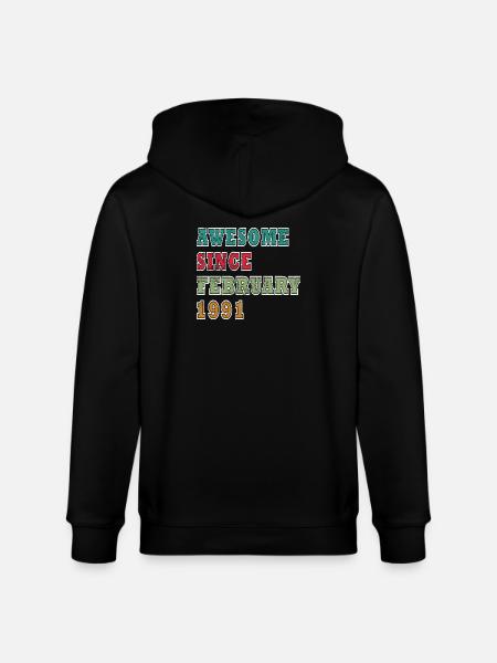 February 1991 Birthday Gift - Stanley/Stella CULTIVATOR Unisex Organic Hooded Jacket - black