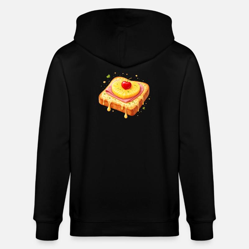 Toast avec ananas et cerise illustration - Veste à capuche bio CULTIVATOR Stanley/Stella Unisexe - noir