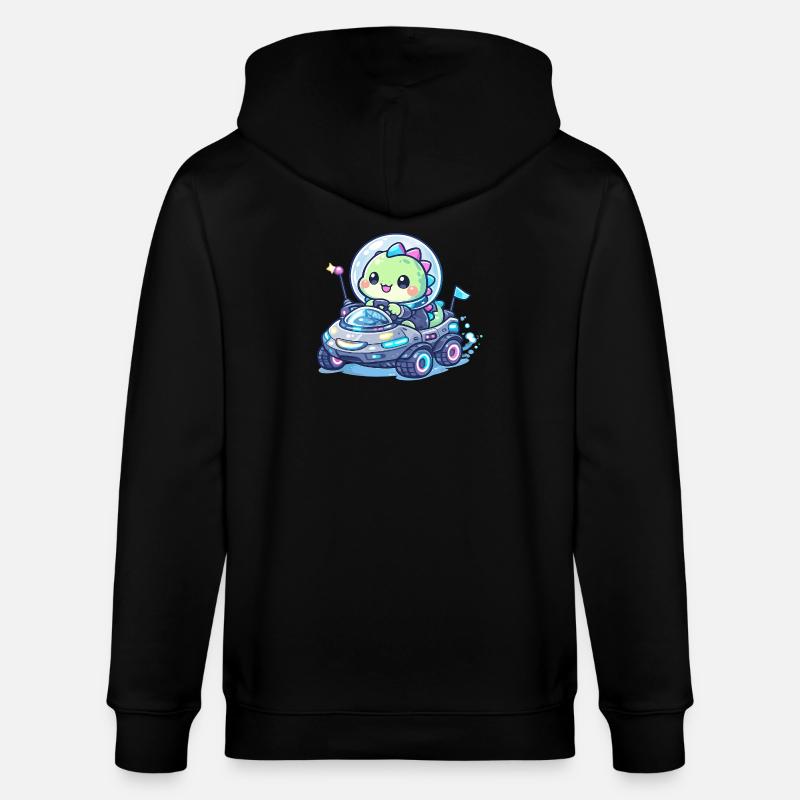 Kawaii Dino dans le Space Rover - Veste à capuche bio CULTIVATOR Stanley/Stella Unisexe - noir