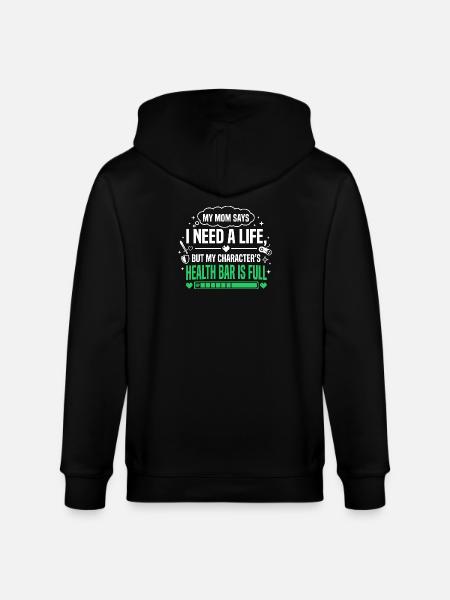Health Bar Full Gamer Saying - Stanley/Stella CULTIVATOR Unisex Organic Hooded Jacket - black