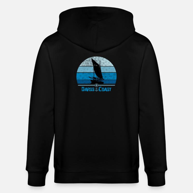 Darss Coast mit Zeesboot - Stanley/Stella Unisex Bio-Kapuzenjacke CULTIVATOR  - Schwarz