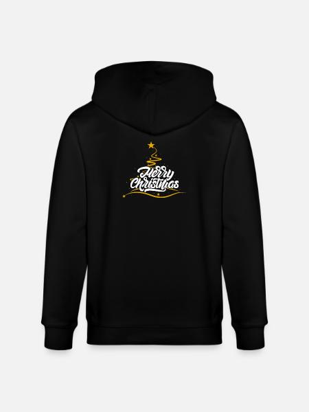 Merry Christmas Script Tree - Stanley/Stella CULTIVATOR  Unisex Organic Hooded Jacket - black