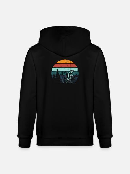 Retro Mountain Rider Sunset - Stanley/Stella CULTIVATOR Unisex Organic Hooded Jacket - black