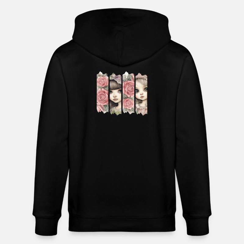 Rosenmädchen Brushdesign - Stanley/Stella Unisex Bio-Kapuzenjacke CULTIVATOR  - Schwarz