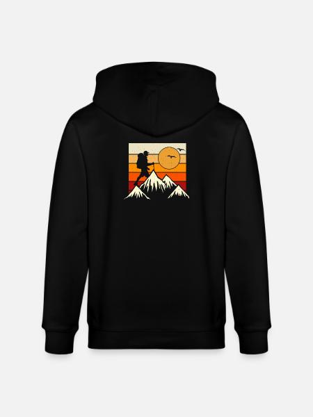 Hiking Hiker Mountaineer Gift - Stanley/Stella CULTIVATOR  Unisex Organic Hooded Jacket - black