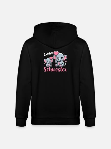 Big Sister Elephants Older Sibling - Stanley/Stella CULTIVATOR  Unisex Organic Hooded Jacket - black