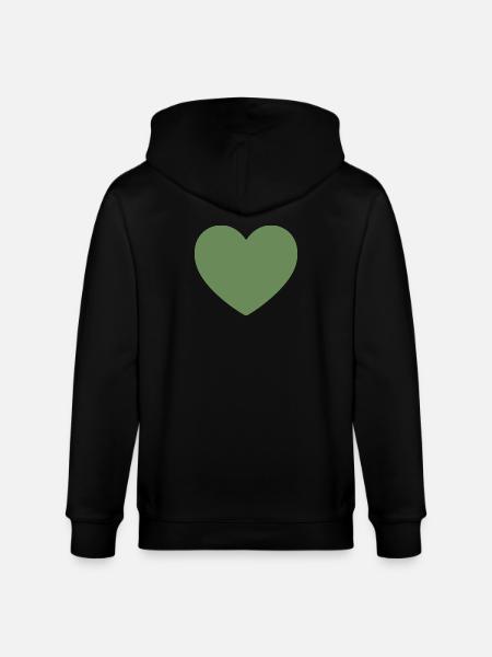 green heart green gift valentine's day - Stanley/Stella CULTIVATOR  Unisex Organic Hooded Jacket - black