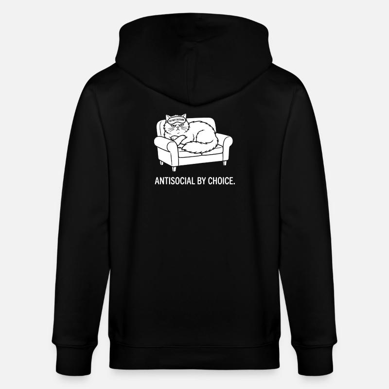 Antisocial by Choice Katze Geschenk - Stanley/Stella Unisex Bio-Kapuzenjacke CULTIVATOR  - Schwarz