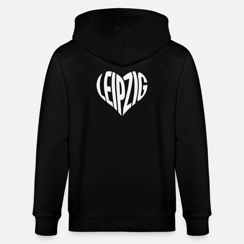 Leipzig Herz-Typo  - Stanley/Stella Unisex Bio-Kapuzenjacke CULTIVATOR  - Schwarz
