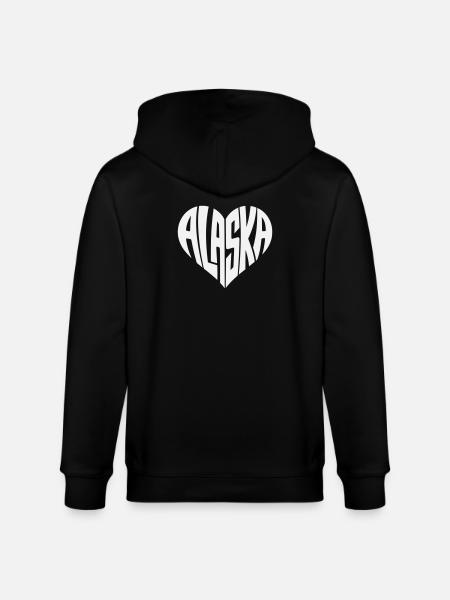 Alaska, USA Heart lettering angular - Stanley/Stella CULTIVATOR  Unisex Organic Hooded Jacket - black