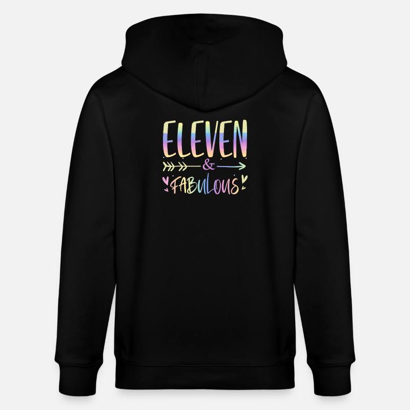 Eleven & Fabulous Rainbow Script - Stanley/Stella CULTIVATOR Unisex Organic Hooded Jacket - black