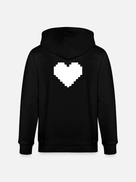 White Heart White Pixel Heart Gift - Stanley/Stella CULTIVATOR  Unisex Organic Hooded Jacket - black