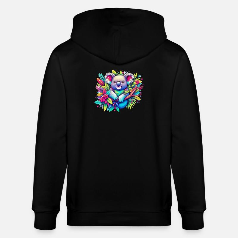 Koala - Stanley/Stella CULTIVATOR  Unisex Organic Hooded Jacket - black