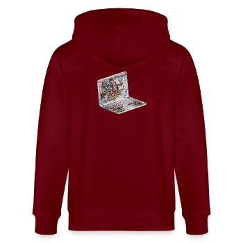 Transparente CAD-Schaltkreiskunst beim Laptop - Stanley/Stella Unisex Bio-Kapuzenjacke CULTIVATOR  - Burgunderrot - Hinten - Anna (173cm)