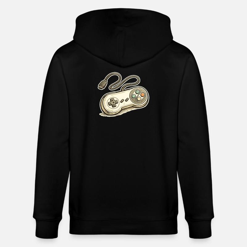 Retro Game Controller Graphics - Stanley/Stella CULTIVATOR  Unisex Organic Hooded Jacket - black