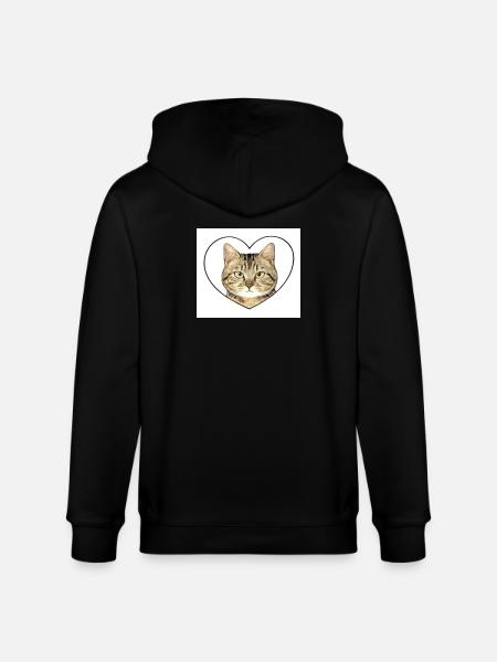 Feline Heart: Cat Portrait - Stanley/Stella CULTIVATOR  Unisex Organic Hooded Jacket - black