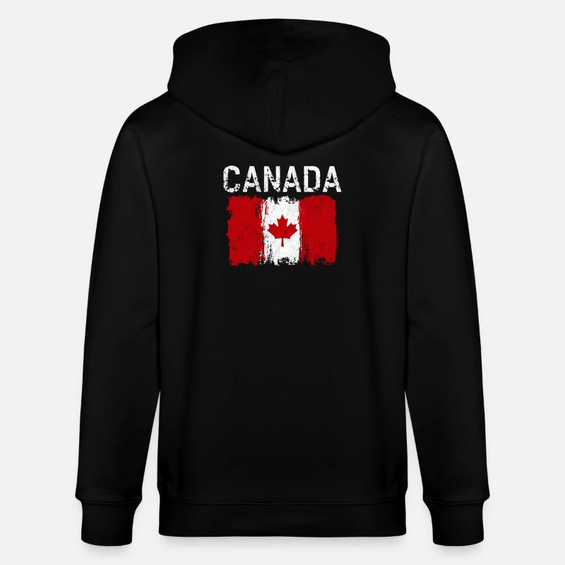 Imprimé du drapeau canadien vieilli - Veste à capuche bio CULTIVATOR Stanley/Stella Unisexe - noir