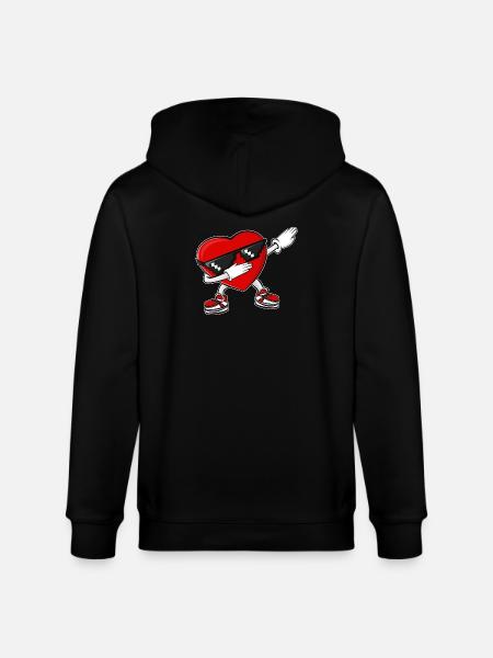 Dabbing Heart Valentine's Day - Stanley/Stella CULTIVATOR Unisex Organic Hooded Jacket - black