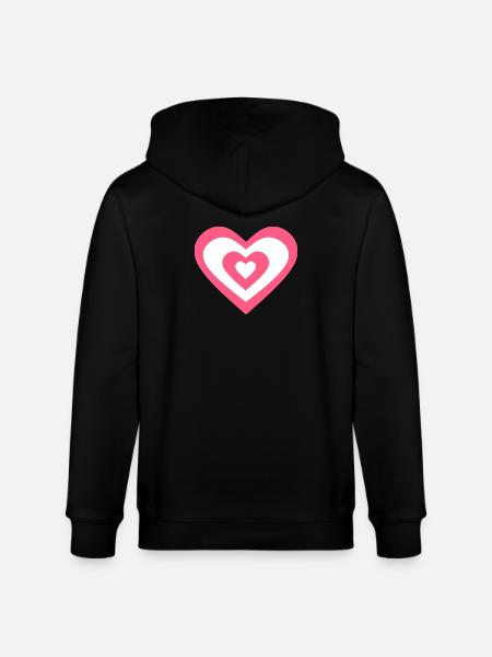 Valentines Pink Heart, Valentines Gift - Stanley/Stella CULTIVATOR Unisex Organic Hooded Jacket - black