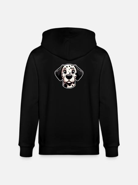 Comic Dalmatian Head Dog - Stanley/Stella CULTIVATOR  Unisex Organic Hooded Jacket - black