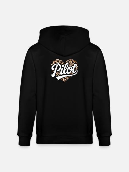 Leopardendesign mit Herz für Pilotinnen - Stanley/Stella Unisex Bio-Kapuzenjacke CULTIVATOR - Schwarz