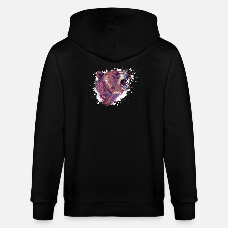 Neon-Splash Bärenkopf - Stanley/Stella Unisex Bio-Kapuzenjacke CULTIVATOR  - Schwarz