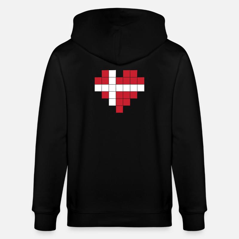 Pixel Heart Drapeau du Danemark - Veste à capuche bio CULTIVATOR Stanley/Stella Unisexe - noir