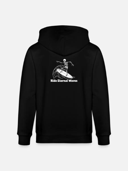 Skeleton Surfer Eternal Waves - Stanley/Stella CULTIVATOR  Unisex Organic Hooded Jacket - black