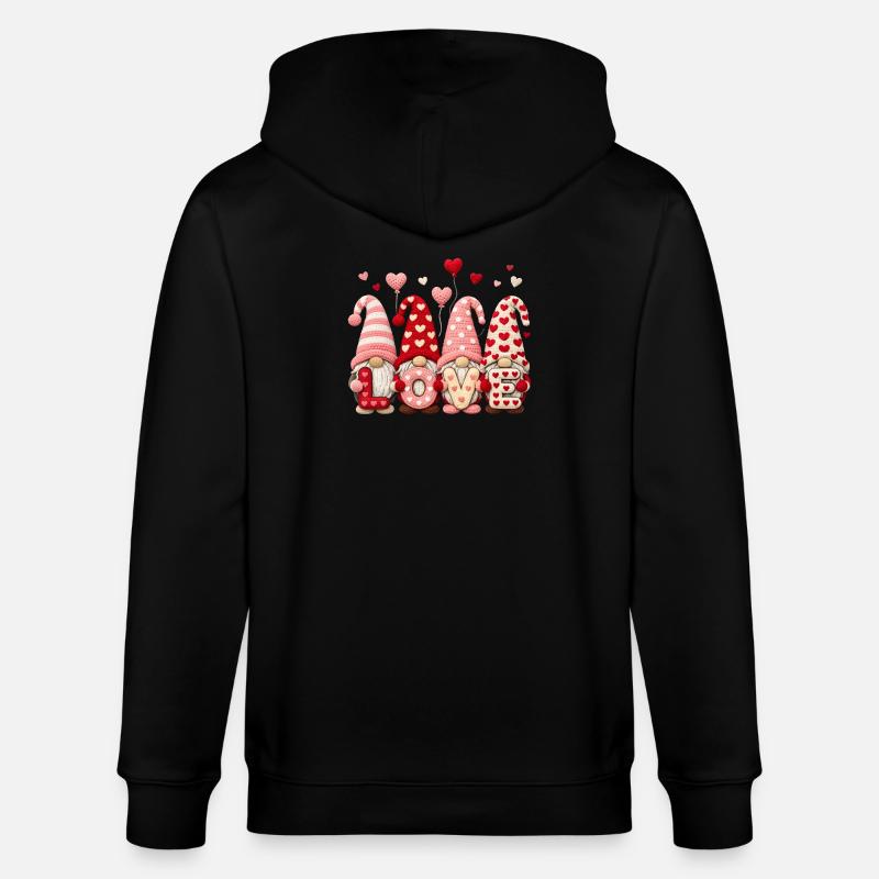 Motif de cœur de gnome de la Saint-Valentin avec amour - Veste à capuche bio CULTIVATOR Stanley/Stella Unisexe - noir