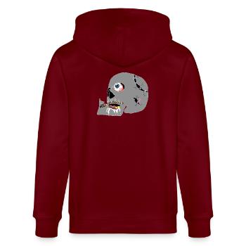 Schädel - Stanley/Stella Unisex Bio-Kapuzenjacke CULTIVATOR  - Burgunderrot - Hinten - Anna (173cm)