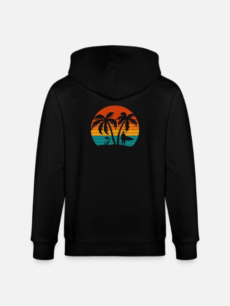 Surfing Retro Surfer Sunset - Stanley/Stella Unisex Bio-Kapuzenjacke CULTIVATOR - Schwarz