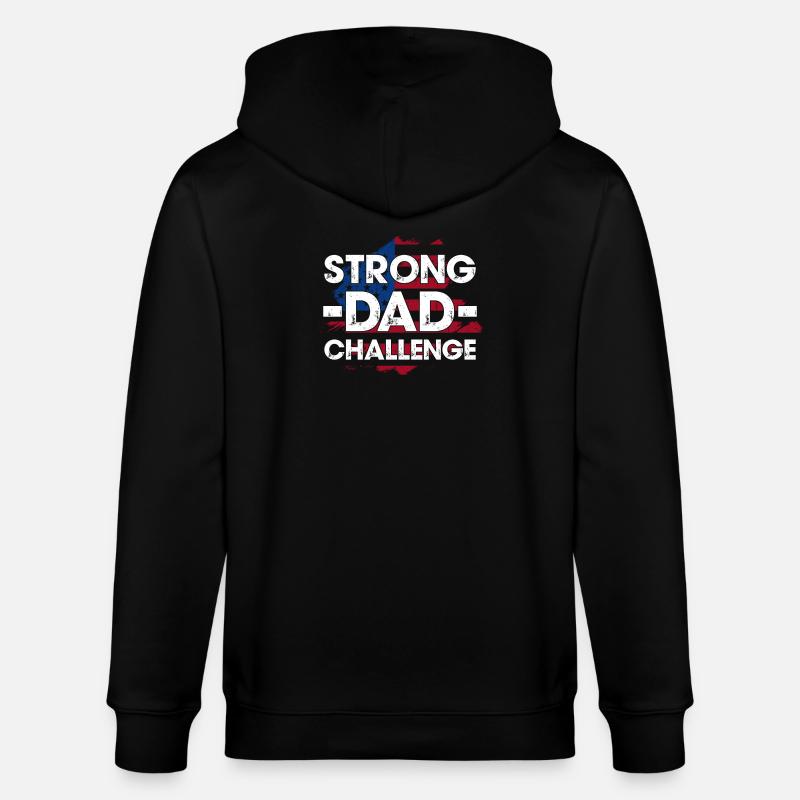 Strong Dad Challenge Tee - Stanley/Stella CULTIVATOR  Unisex Organic Hooded Jacket - black